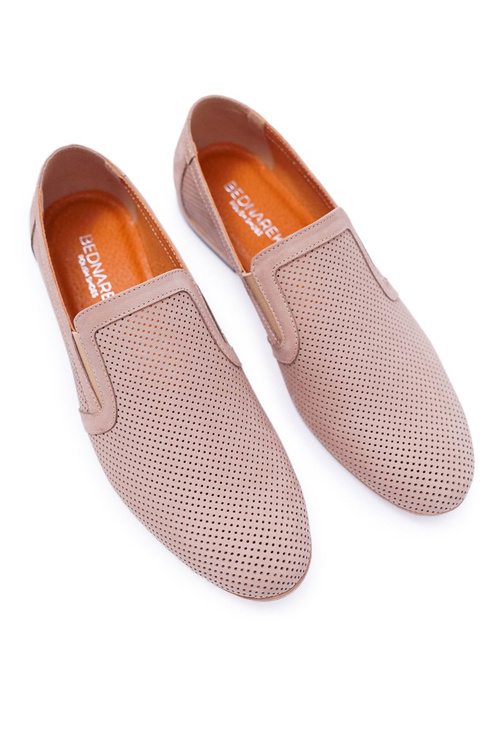 Beżowe Wsuwane Mokasyny Męskie Bednarek Munero