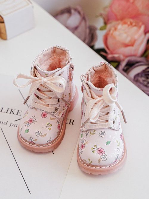 Ocieplane Botki Dziecięce Na Suwak Różowe Dolida