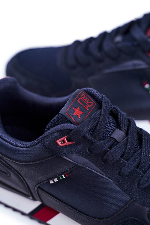 Sportowe Męskie Buty Skóra Zamsz Granatowe Fonsi