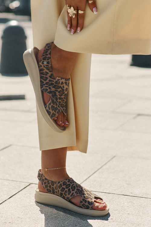 Zazoo 40392 Skórzane Sandały Damskie Panterka Brązowe