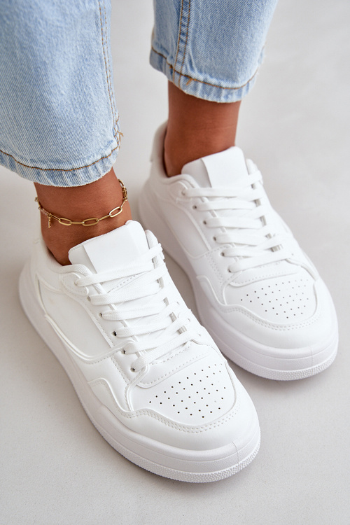 Klasyczne Sneakersy Damskie Z Eko Skóry Białe Meriora