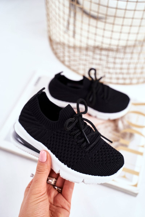 Obuwie Sportowe Dziecięce Sznurowane Czarne Lena