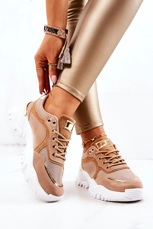 Sneakersy Na Platformie Brązowe Sallie