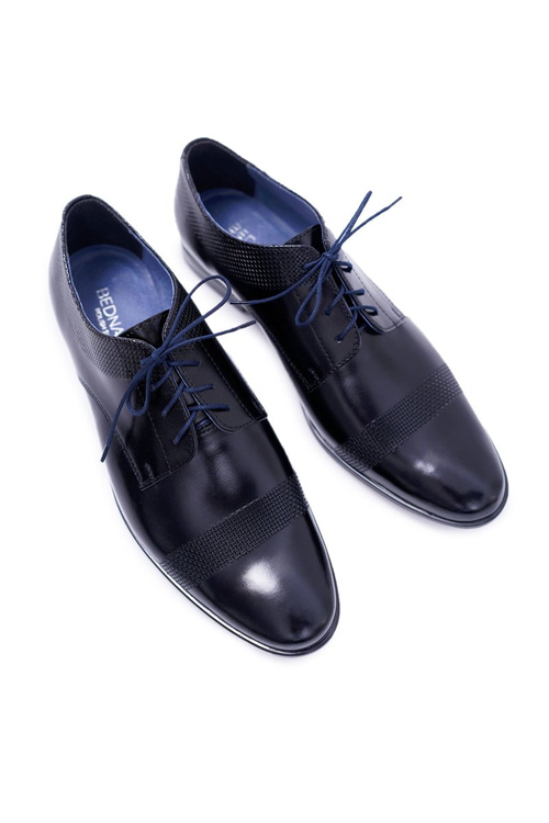 Męskie Półbuty Bednarek Eleganckie Skórzane Wizytowe Czarne Maestro