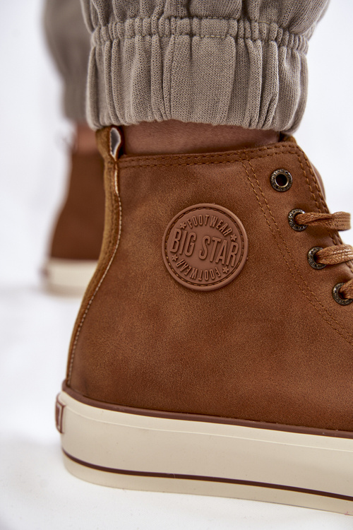 Damskie Wysokie Ocieplane Trampki Big Star KK274171 Brązowe