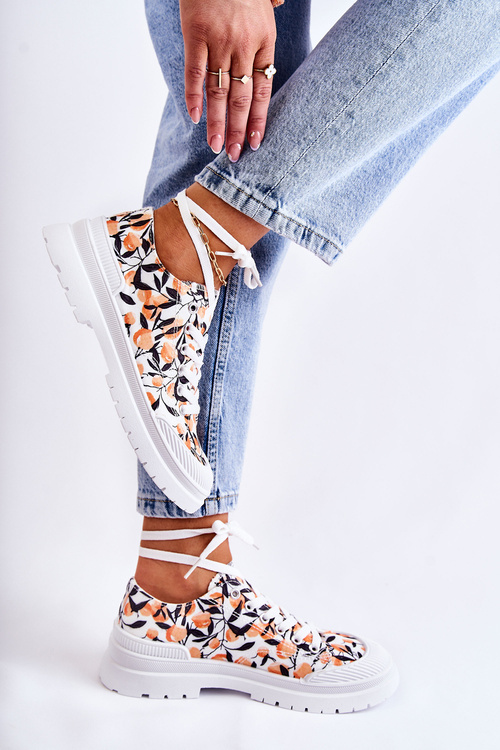 Niskie Trampki Wiązane W Owoce Białe Amissa