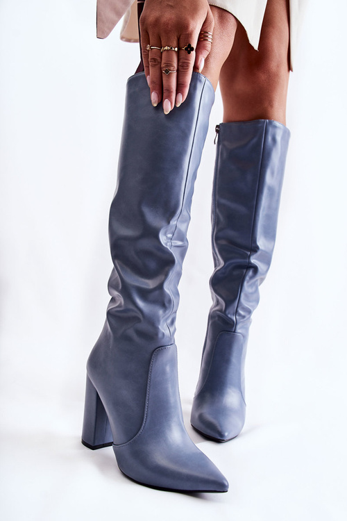 Klasyczne Kozaki Na Słupku Niebieskie Mayra