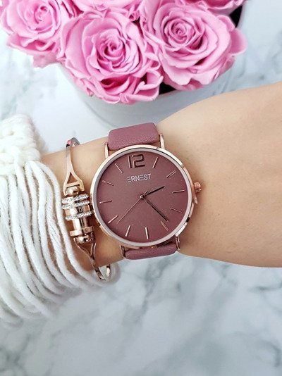 Damski Zegarek Ernest Claire Fioletowy Złota Koperta