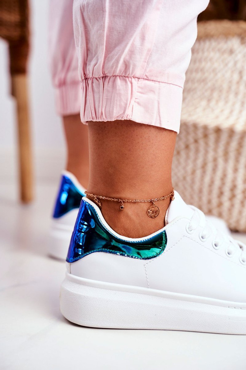 Sportowe Damskie Buty Lu Boo Białe Metaliczne Matilda