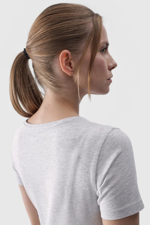 Damski Gładki T-Shirt Z Logo Szary 4F 4FWMM00TTSHF1845-27M