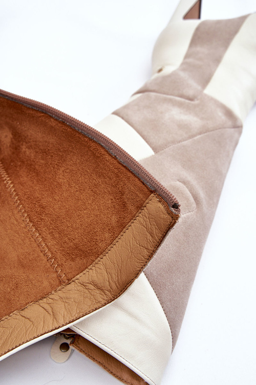 Damskie Skórzane Kozaki Do Kolan Maciejka 05784-22 Jasnobeżowe