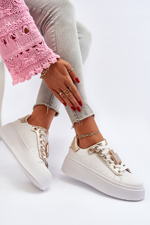 Sneakersy Damskie Z Ozdobą Białe Celedria