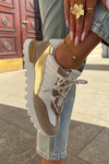 Skórzane Półbuty Sneakersy Damskie Artiker 56C1738 Beżowo-Złote