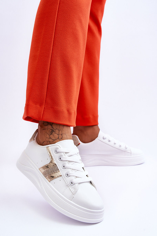 Damskie Sneakersy Biało-Złote Diahna