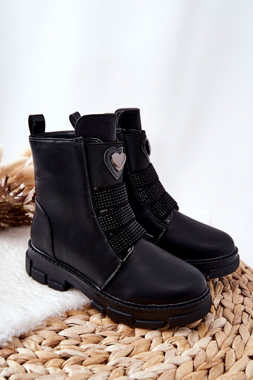 Dziecięce Botki Ocieplane Futerkiem Czarne Miraven