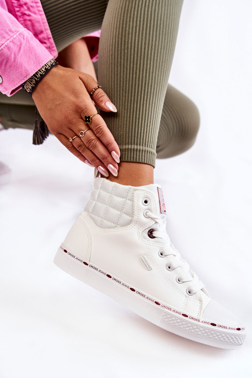 Damskie Wysokie Trampki Cross Jeans KK2R4060C Białe