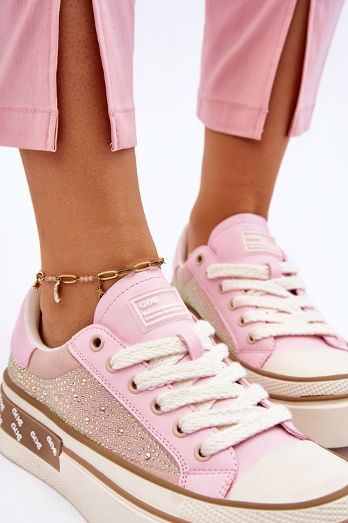 Damskie Trampki Z Dżetami GOE LL2N4057 Różowe