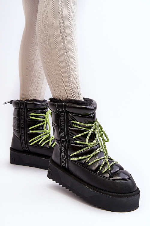 Śniegowce Damskie Na Grubej Podeszwie Wegańskie D.Franklin DFSH371007 Czarne