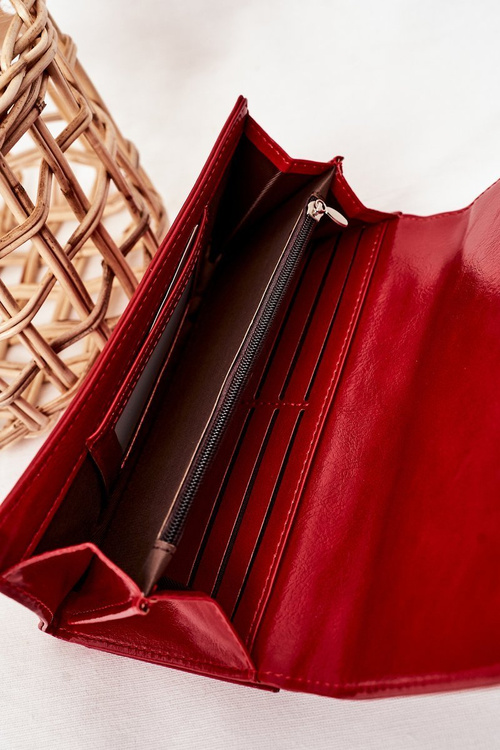 Duży Portfel Damski Na Magnes Czerwony