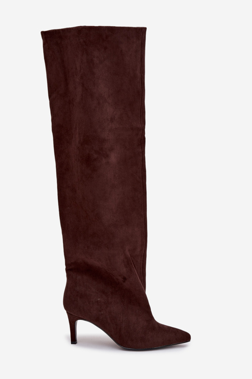 Kozaki Damskie Na Szpilce Wsuwane Czekoladowe Mavilla