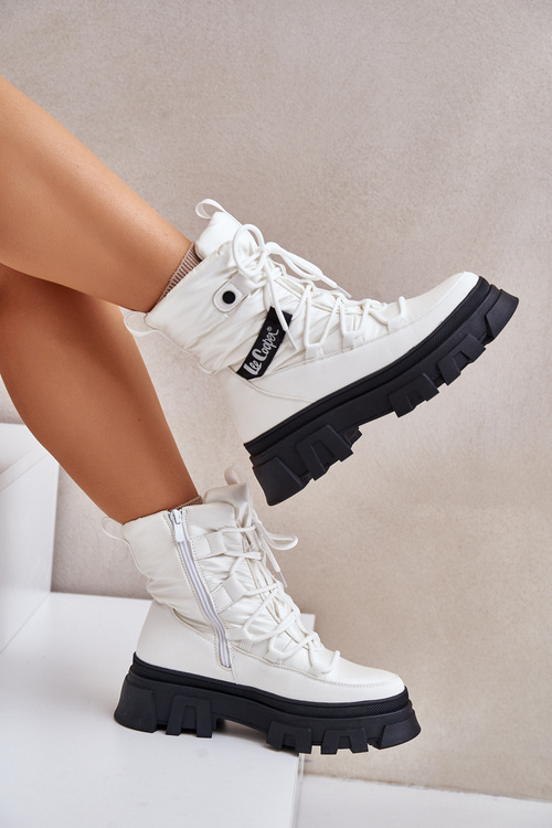 Śniegowce Damskie Na Zamek Lee Cooper LCJ-24-47-3142 Białe