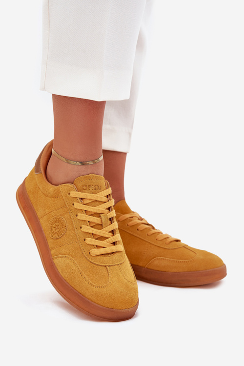 Zamszowe Sneakersy Damskie Big Star RR274846 HI-POLY SYSTEM Żółte