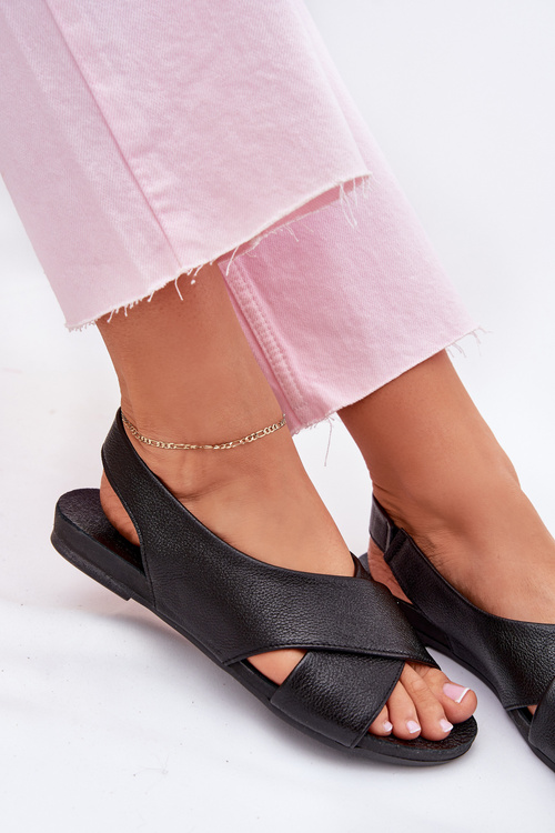 Zazoo 40407 Sandały Skórzane Damskie Czarne