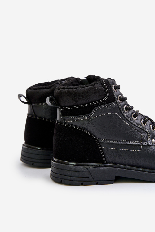 Ocieplane Trapery Męskie Z Eko Skóry Czarne Venredia