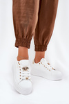 Sneakersy Damskie Na Platformie Z Przypinkami Białe Ilanina