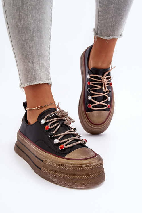 Damskie Trampki Na Platformie GOE NN2N4053 Czarne