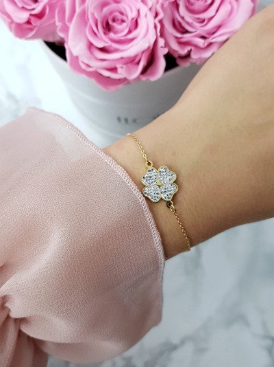 Damska Bransoleta Na Łańcuszku Koniczynka Złota Selene