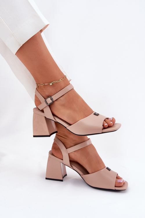 Sandały Damskie Na Słupku Vinceza 62235 Beżowe