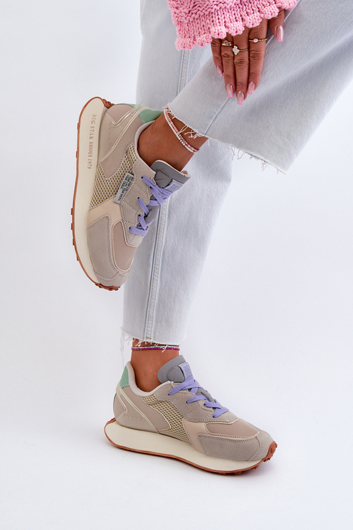 Sneakersy Damskie Na Platformie Memory Foam System Big Star NN274681 Beżowe