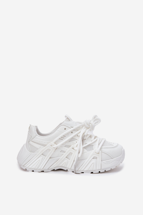 Sneakersy Damskie Z Podwójnym Sznurowaniem Białe Onivetta
