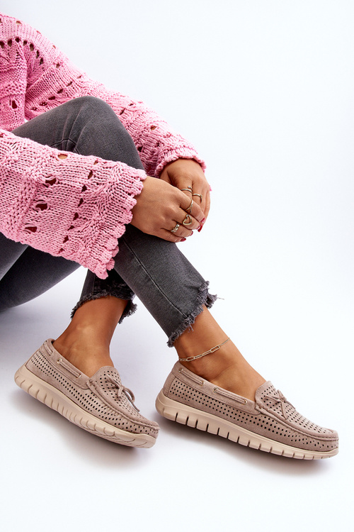 Mokasyny Damskie Z Kokardą Beżowe Reece