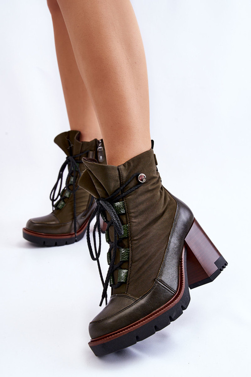 Modne Botki Na Obcasie Maciejka 05777-09 Zielone