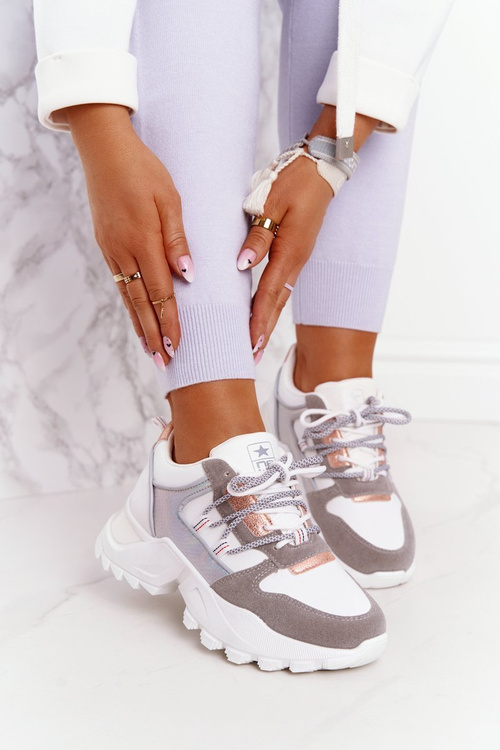 Damskie Sneakersy Na Masywnej Podeszwie Białe Power