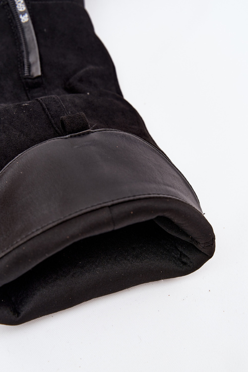 Kozaki Damskie Na Słupku Z Eko Zamszu Czarne Prisca