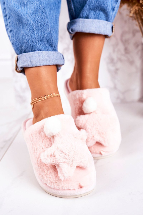 Damskie Papcie Z Futerkiem I Gwiazdką Jasny Róż Night-Night