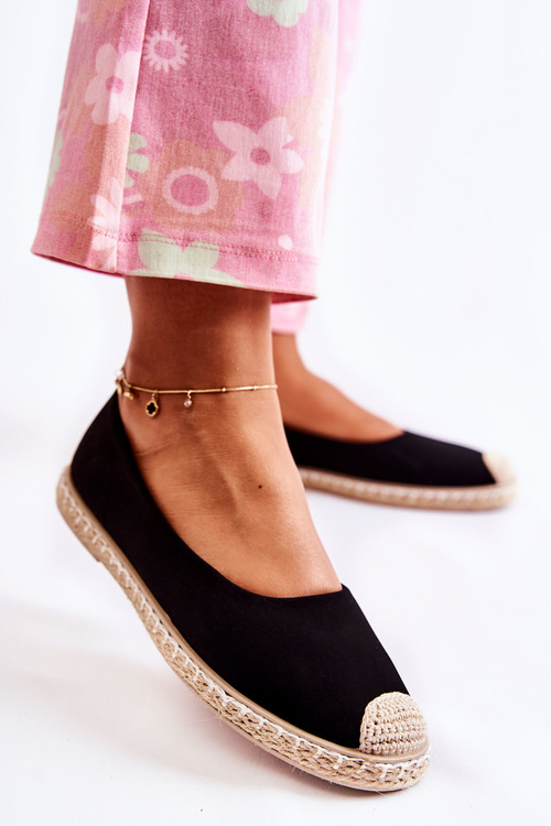 Klasyczne Zamszowe Damskie Espadryle Czarne Calabria