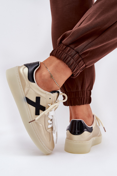 Niskie Buty Sportowe Damskie Złote Zelevelis