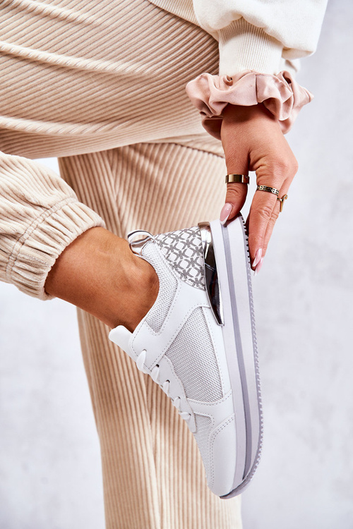 Damskie Klasyczne Buty Sportowe Na Koturnie Białe Advanced