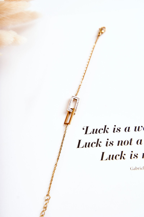 Damska Bransoletka Celebrytka Stalowa Z Cyrkoniami Złota