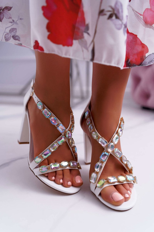 Sandały Damskie Na Słupku Lu Boo Białe 8258-1 Vernee