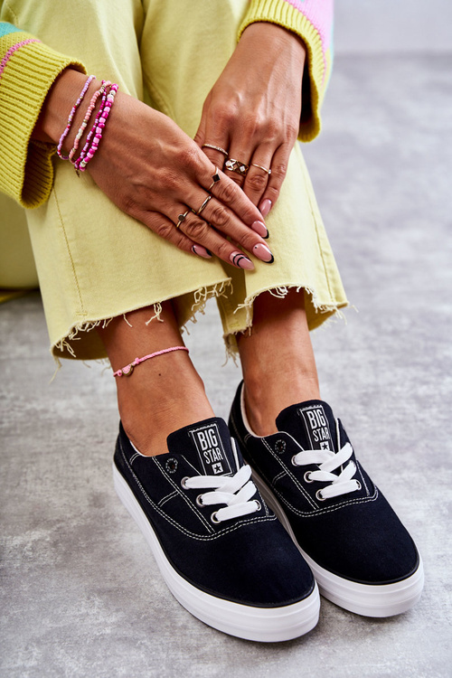 Materiałowe Damskie Tenisówki Big Star KK274019 Czarne