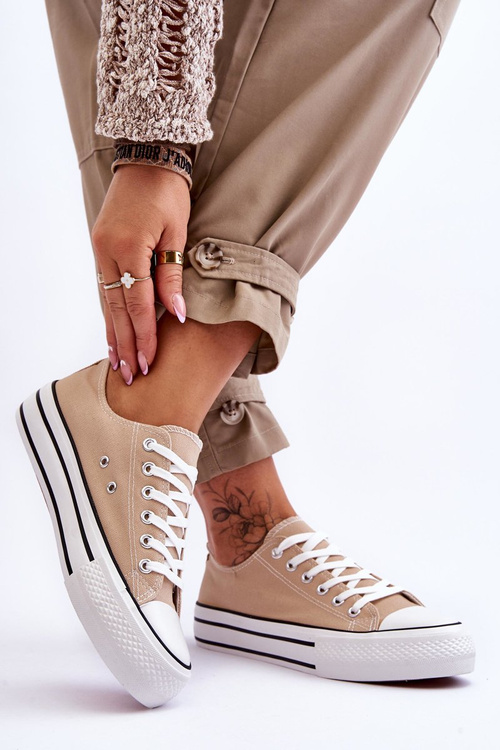 Damskie Trampki Na Masywnej Platformie Beżowe Ember