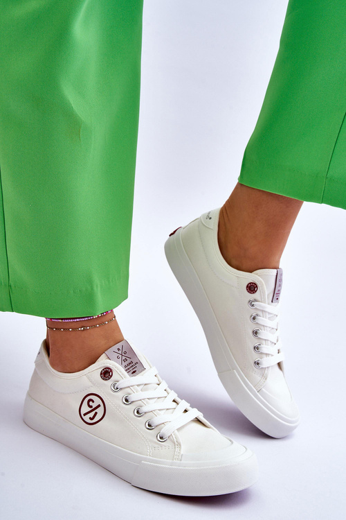 Damskie Materiałowe Tenisówki Cross Jeans LL2R4043 Białe