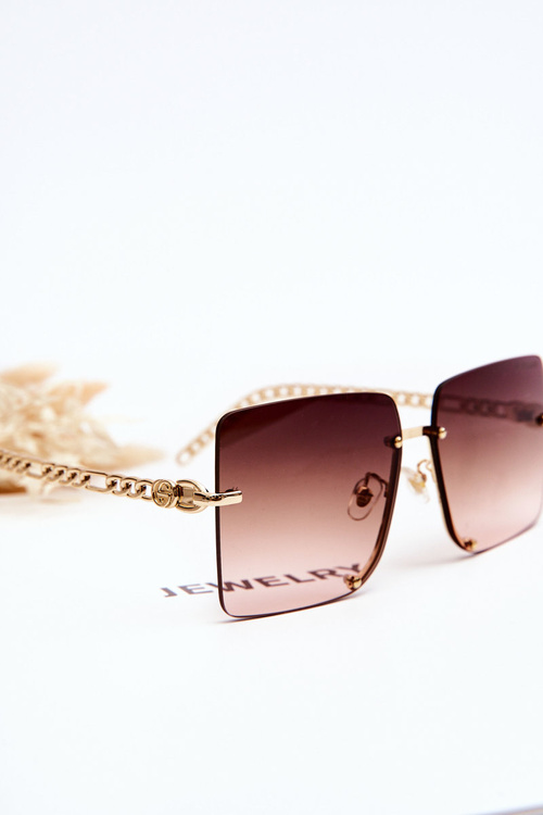 Kwadratowe Okulary Przeciwsłoneczne Prius V508 Złoto-Brązowe