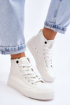 Damskie Wysokie Trampki Materiałowe Big Star LL274445 Białe