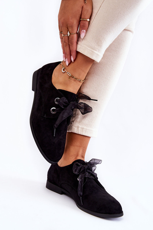 Damskie Zamszowe Wiązane Półbuty La.Fi 210014B-SU Czarne